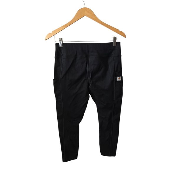Carhartt Leggings Cargo Pockets Medium Black Cropped Mid Rise - Picture 3 of 5